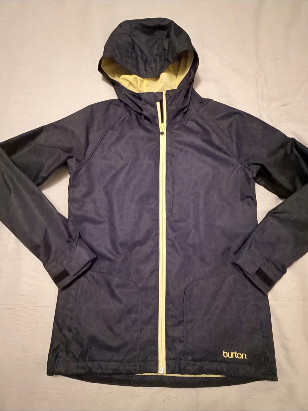 Burton Navy Hooded Jacket with Yellow Trim